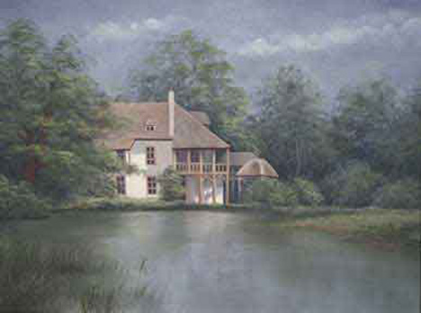 Oil painting of Marie Antoinette's cottage