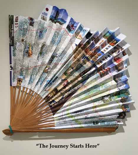 A large fan covered with a map and places to visit