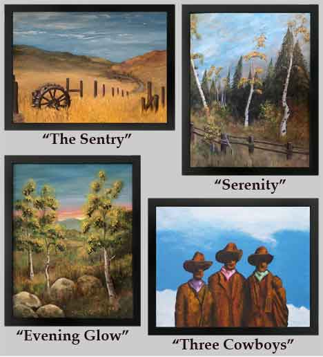 Four pictures of plein air paintings