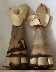 Coffee Cats made out of coffee filters and dried orange skins