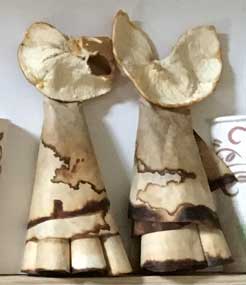 Coffee Cats made out of coffee filters and dried orange skins